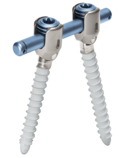 Vue d'ensemble du système à vis et tige pour la stabilisation dynamique de la colonne vertébrale cosmicMIA d'ulrich medical  | © ulrich medical. Tous droits réservés. L'utilisation, la reproduction ou la transmission sans autorisation expresse est interdite.