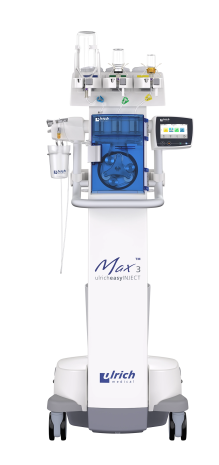 Front view of the contrast media injector Max 3 of the company ulrich medical | © ulrich medical. All rights reserved. Use, reproduction or transfer without express authorization is not permitted.