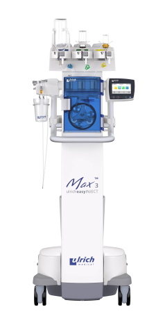 Front view of the contrast media injector Max 3 of the company ulrich medical | © ulrich medical. All rights reserved. Use, reproduction or transfer without express authorization is not permitted.