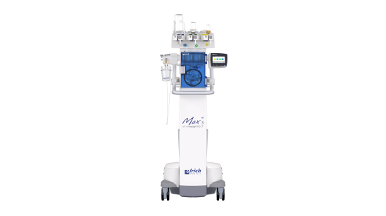 Front view of the contrast media injector Max 3 of the company ulrich medical | © ulrich medical. All rights reserved. Use, reproduction or transfer without express authorization is not permitted.